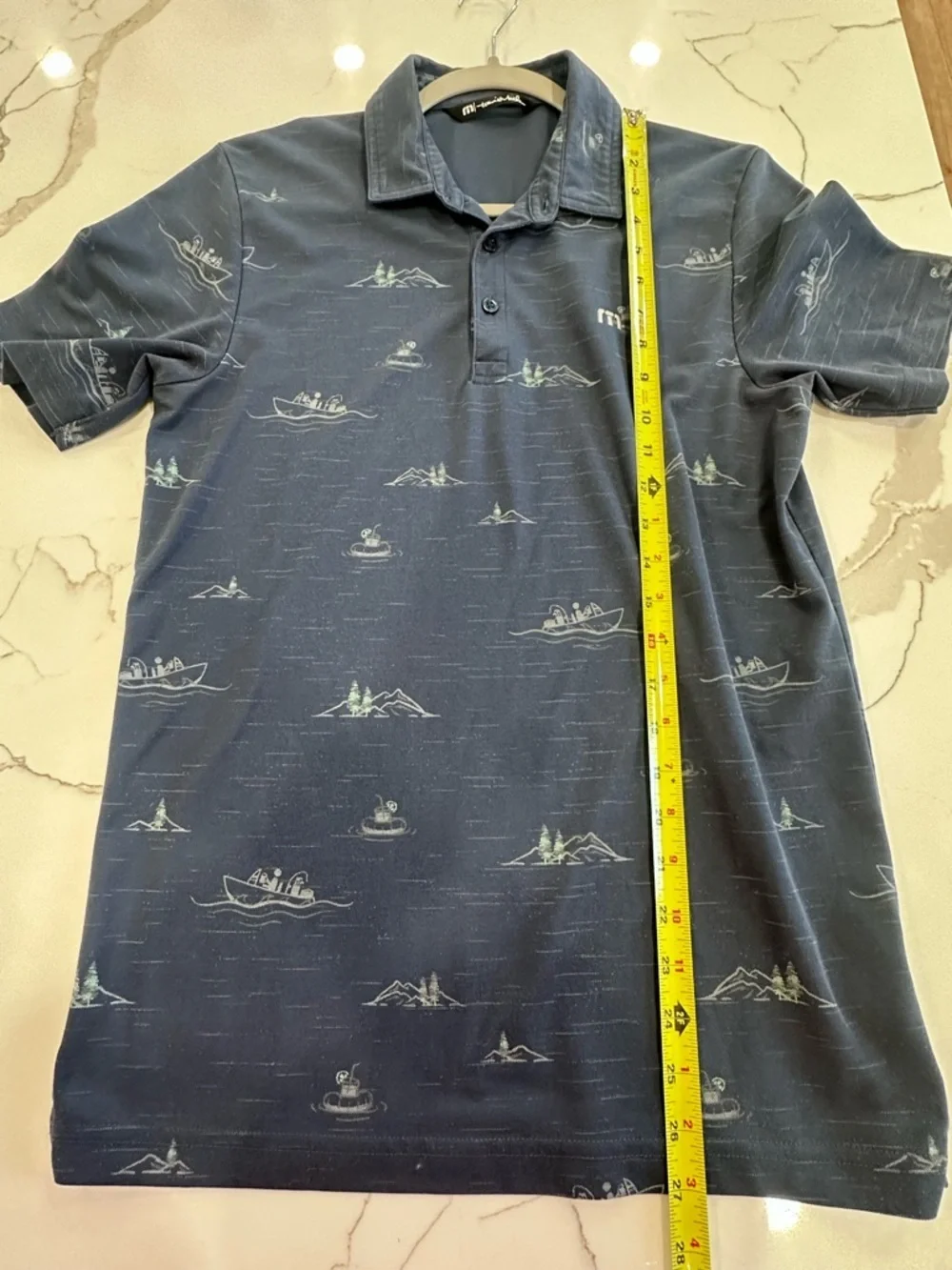 Travis Mathew Men's "Take A Whiff" Fishing & Lake Scene Polo - Size S - Picture 7 of 9